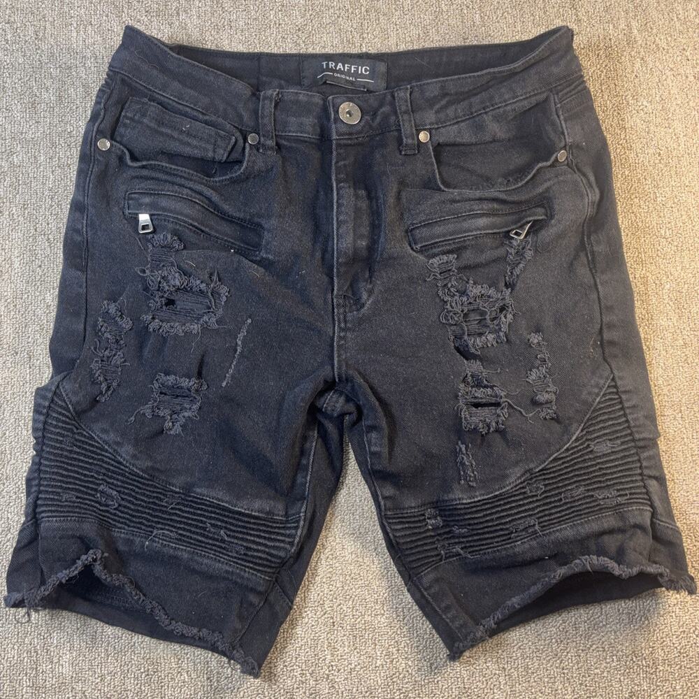 Traffic Original Men’s Shirts Jorts Y2K Black Distressed 34x9